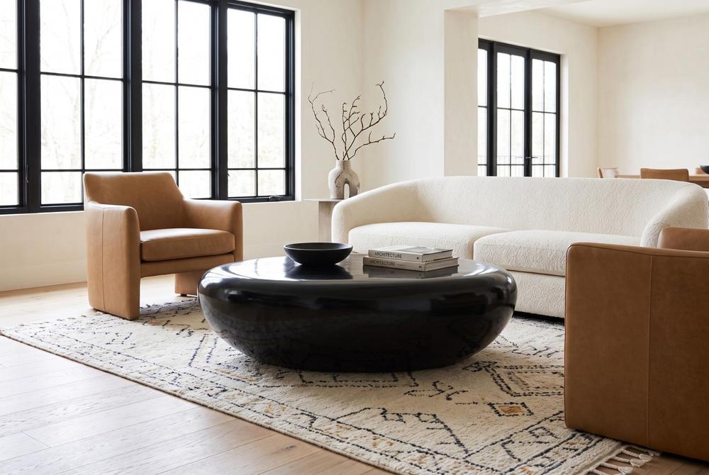 River Stone Coffee Table, Gel Coat Black, Large