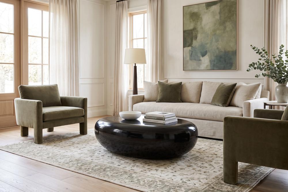 River Stone Coffee Table, Gel Coat Black, Small