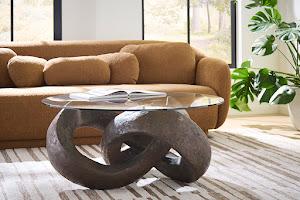Trifoil Coffee Table, Bronze w/ Glass