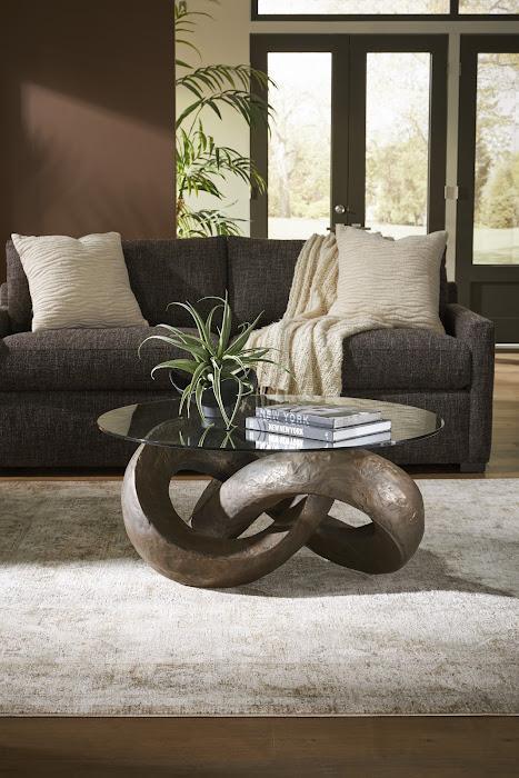 Trifoil Coffee Table, Bronze w/ Glass