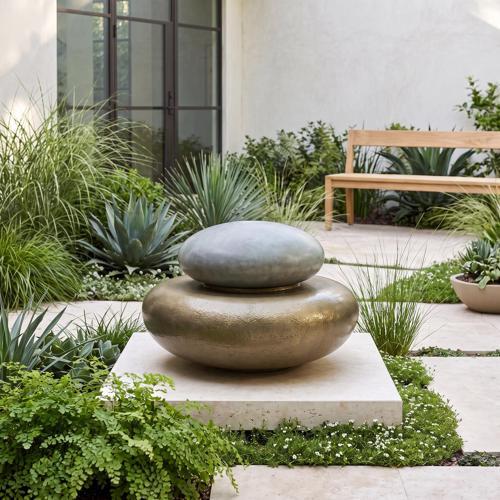 Heian Fountain, MD, Bronze Top, Brase Base