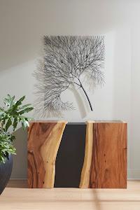 Wire Tree Wall Art, Rectangular, Metal, Black