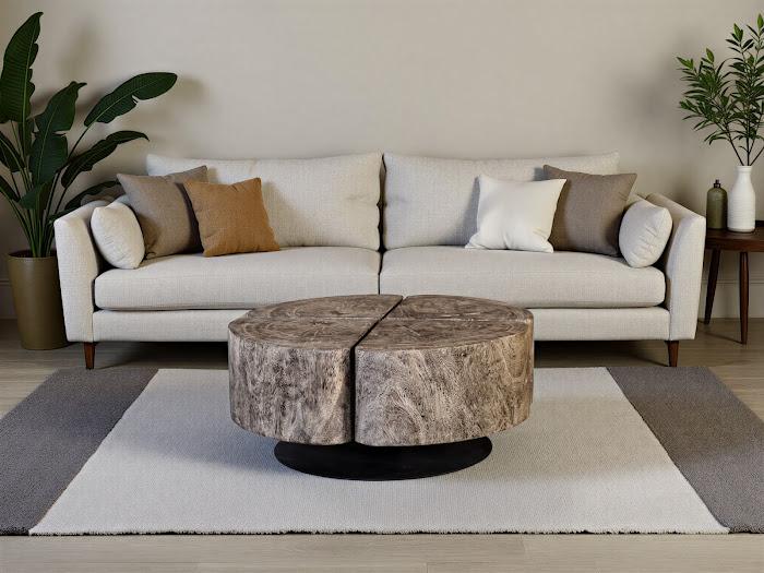 Clover Coffee Table, Gray Stone