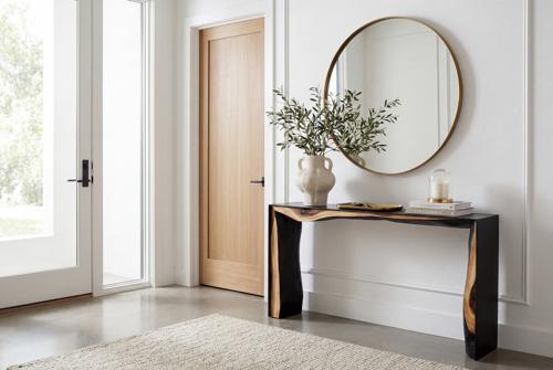 Framed Waterfall Console Table, Natural, Iron