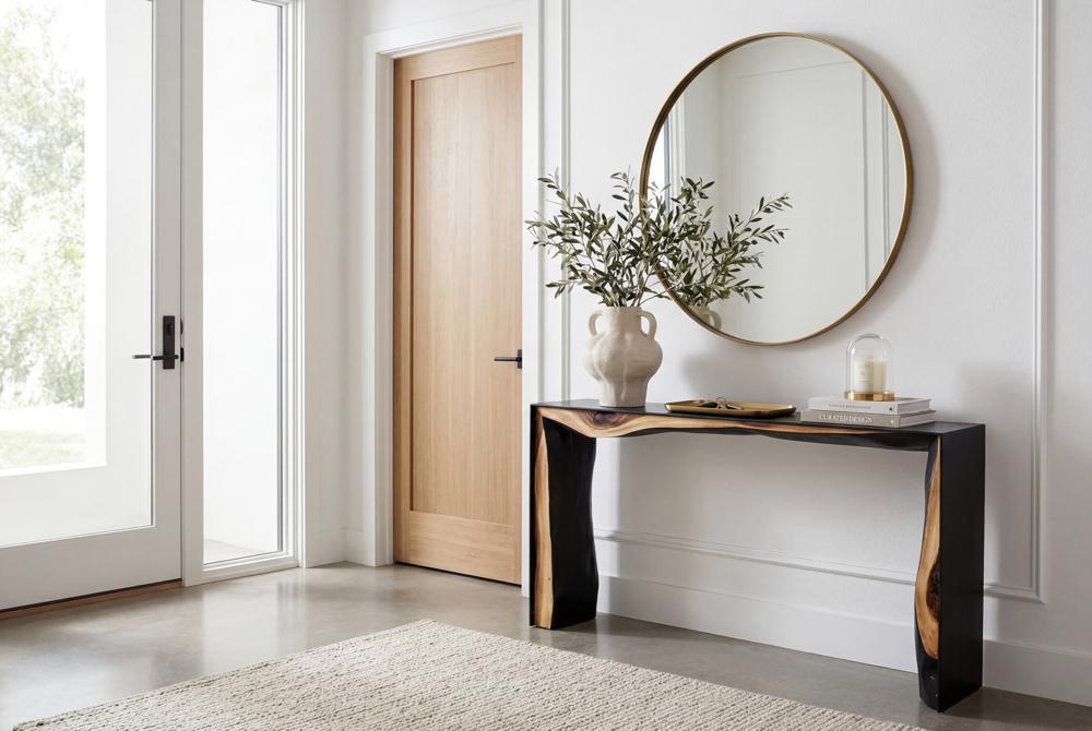 Framed Waterfall Console Table, Natural, Iron