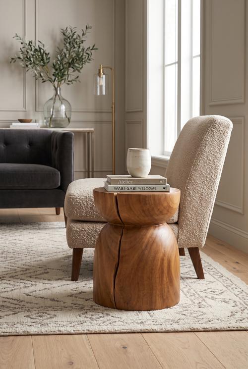 Wood Hourglass Stool