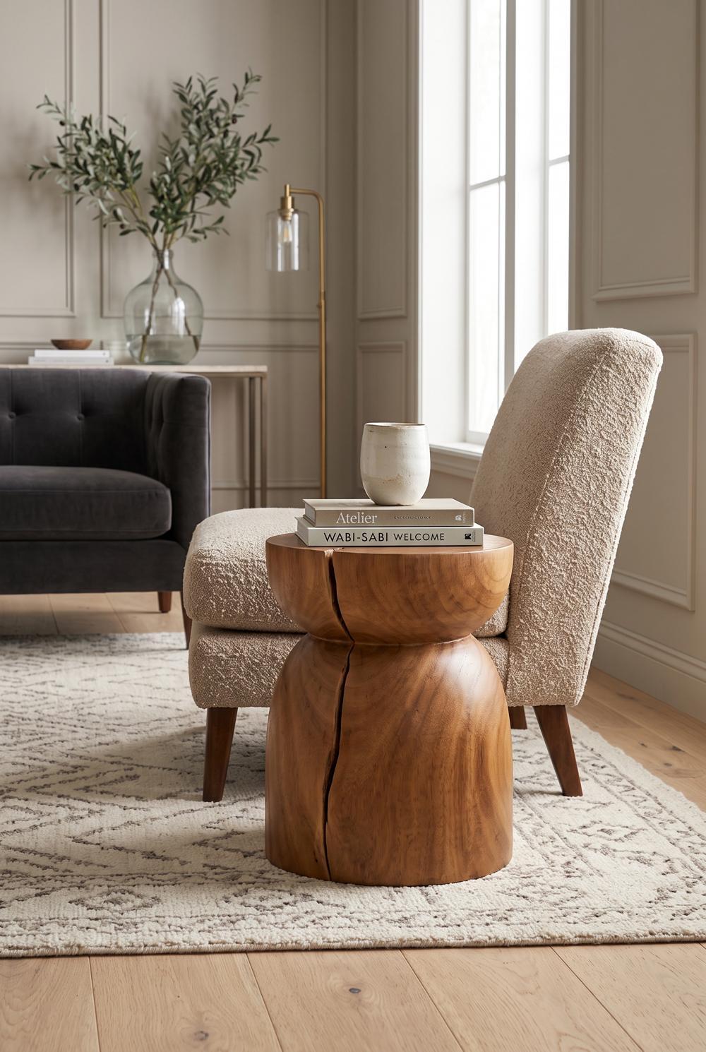Wood Hourglass Stool