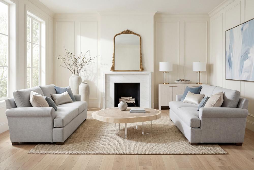 Floating Coffee Table with Acrylic Legs, Bleached , Size Varies