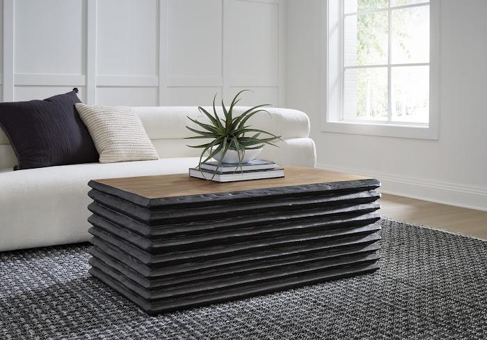 Layered Coffee Table, Burnt, Natural