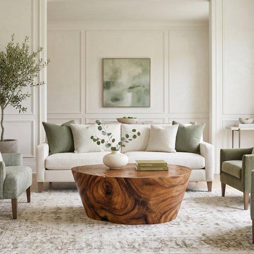 Lathe Coffee Table, Natural, Small