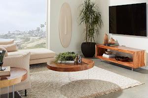 Floating Tv Stand With Acrylic Legs, Natural