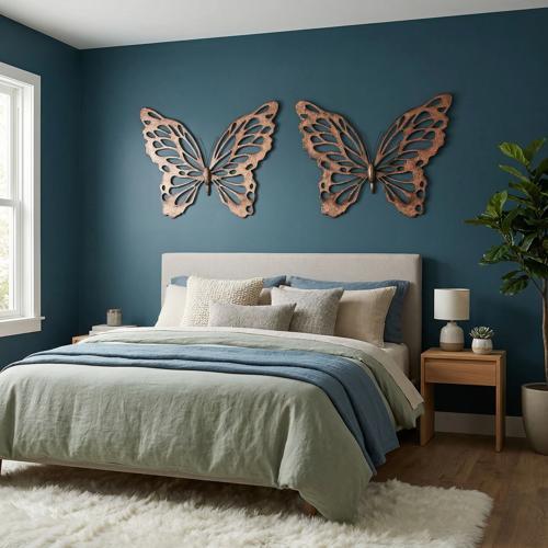 Butterfly Wall Art, LG, Copper/Black, Metal