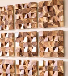 Blocks Wall Tile, Chamcha Wood, Natural