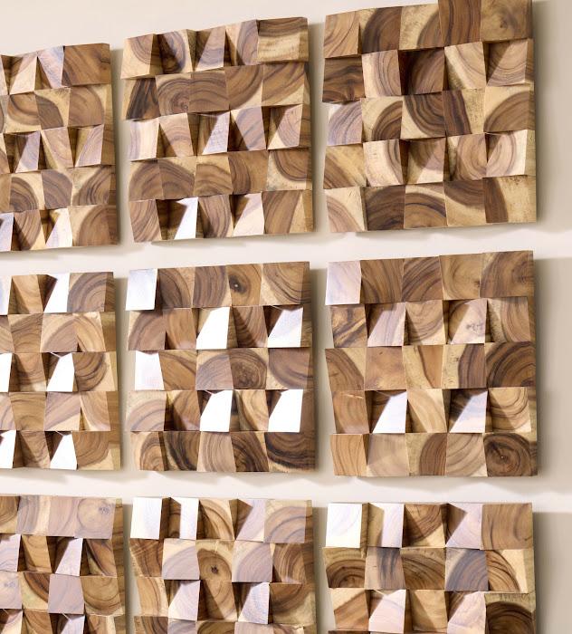 Blocks Wall Tile, Chamcha Wood, Natural