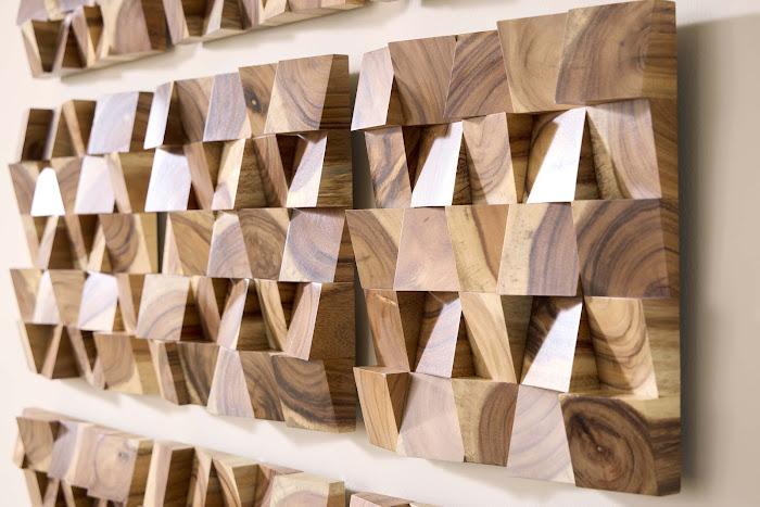 Blocks Wall Tile, Chamcha Wood, Natural