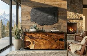 Stratified Cast Stone Wall Art, Painted Slate