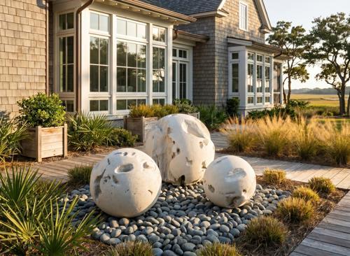 Cast Root Floor Ball, LG, Roman Stone