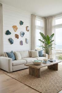 Gem Wall Tile in Brass Setting, Earth Marble