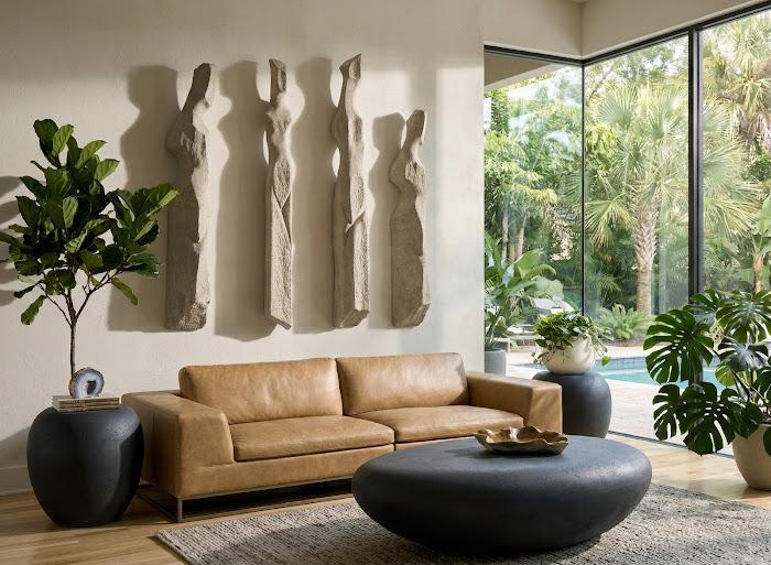 River Stone Coffee Table, Charcoal Stone, Large