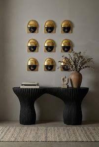 Fashion Faces Wall Art, Small, Black and Gold Leaf, Set of 3