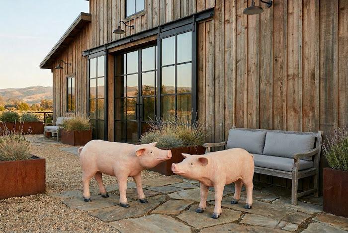 Pig Sculpture, Standing, Gel Coat