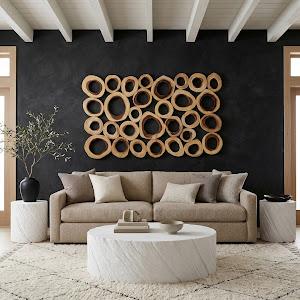 Chuleta Rings Wall Art, Chamcha Wood, Rectangular