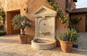 Florentine Fountain, Roman Stone, With Flanges & Spout