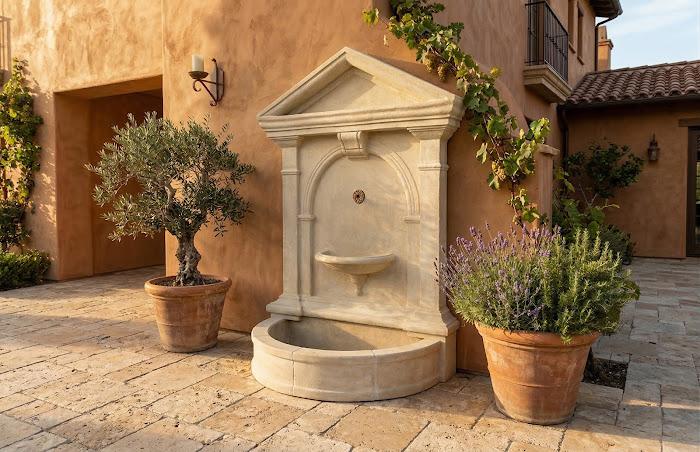 Florentine Fountain, Roman Stone, With Flanges & Spout