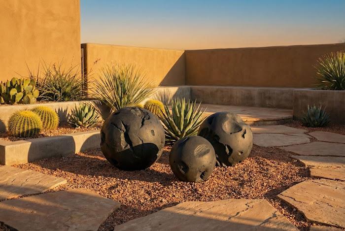 Cast Root Floor Ball, SM, Charcoal Stone