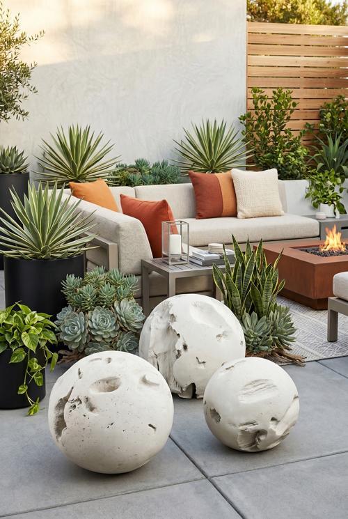 Cast Root Floor Ball, LG, Roman Stone