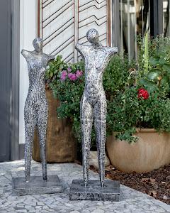Abstract Male Sculpture on Stand, Black/Silver, Aluminum