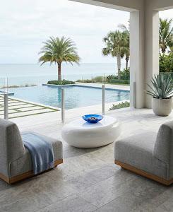 River Stone Coffee Table, Gel Coat White, Large