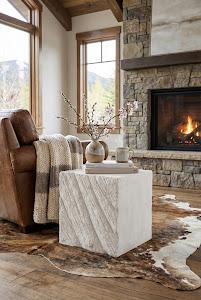 Shear Side Table, Square, White Stone