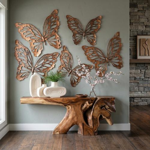 Butterfly Wall Art, SM, Copper/Black, Metal