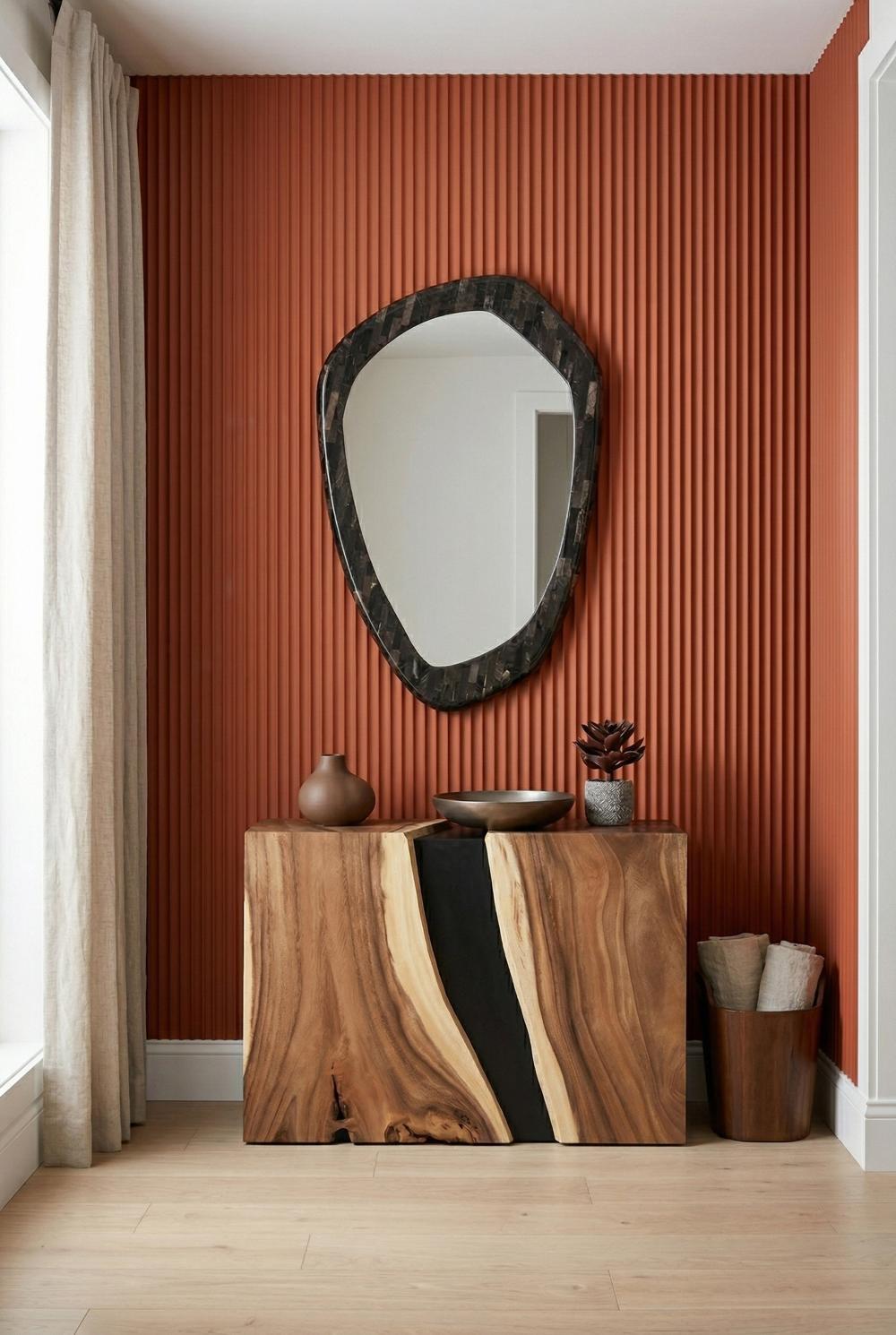 Morphic Petrified Mirror, Point, Black Frame