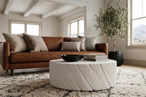 Shear Coffee Table, Oval, White Stone
