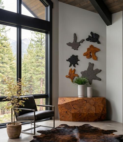 Freeform Teak Wall Slice, MD, Dark Gray