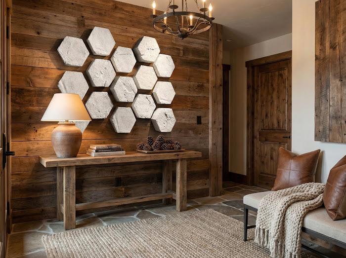 Hexagon Wall Tiles, Set of 3, Roman Stone