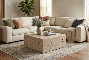 Teak Slice Coffee Table, Square, Oat Finish