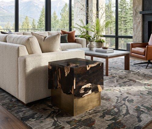 Petramosaic Side Table, Brass Base
