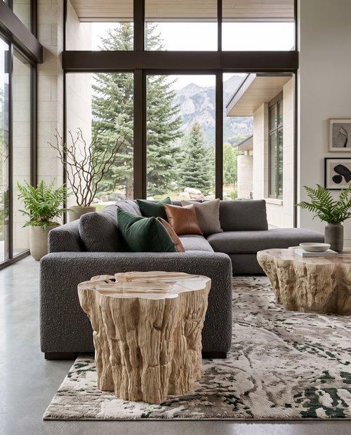 Hewn Petrified Coffee Table, Rough Cream