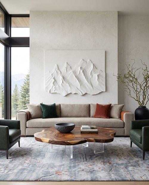 Alpine Mountain Wall Decor, White Stone