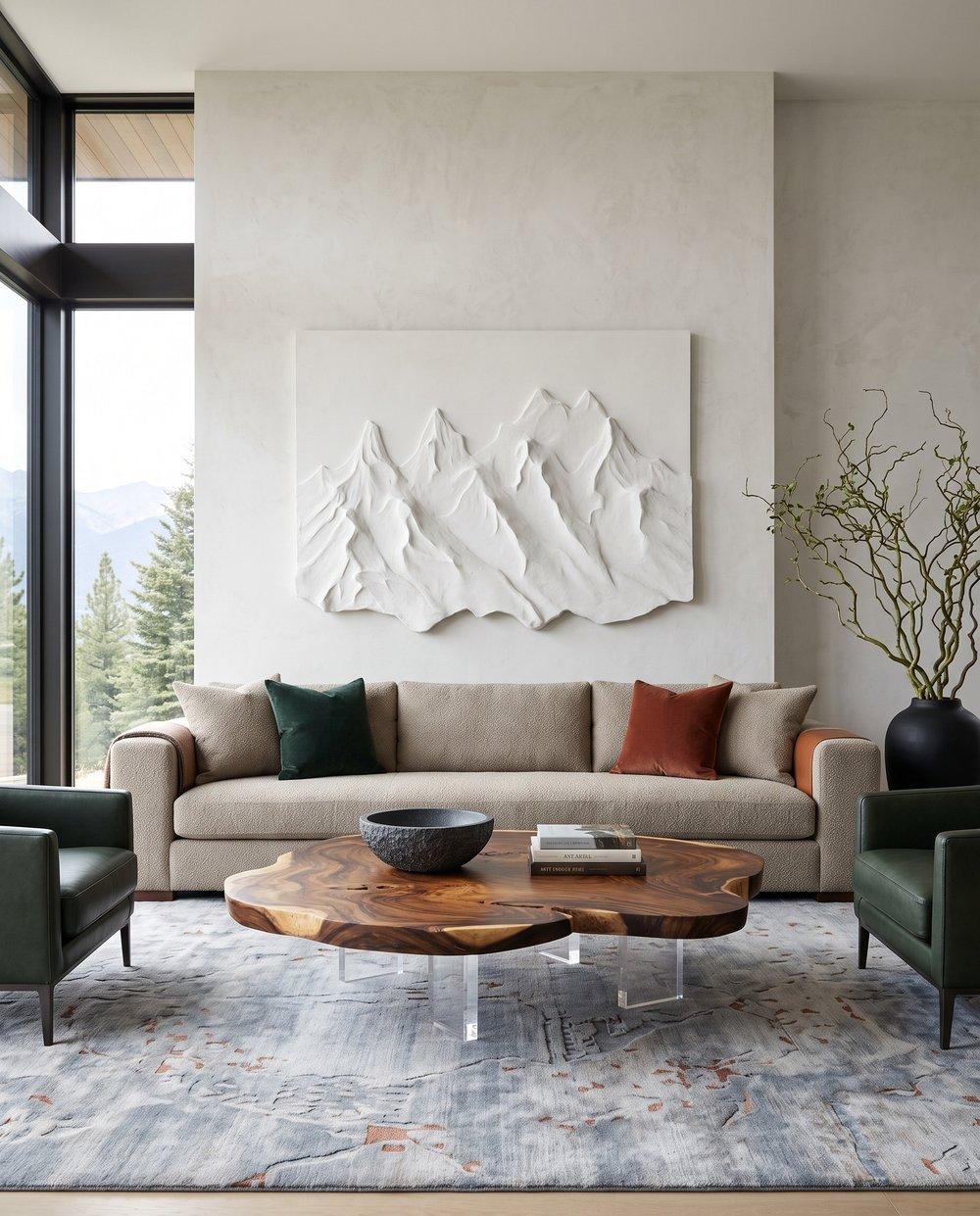 Alpine Mountain Wall Decor, White Stone