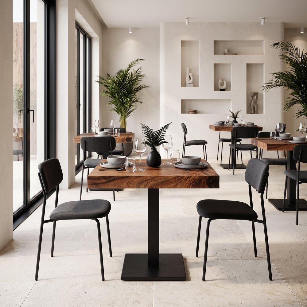Cafe Dining Table, Metal Leg