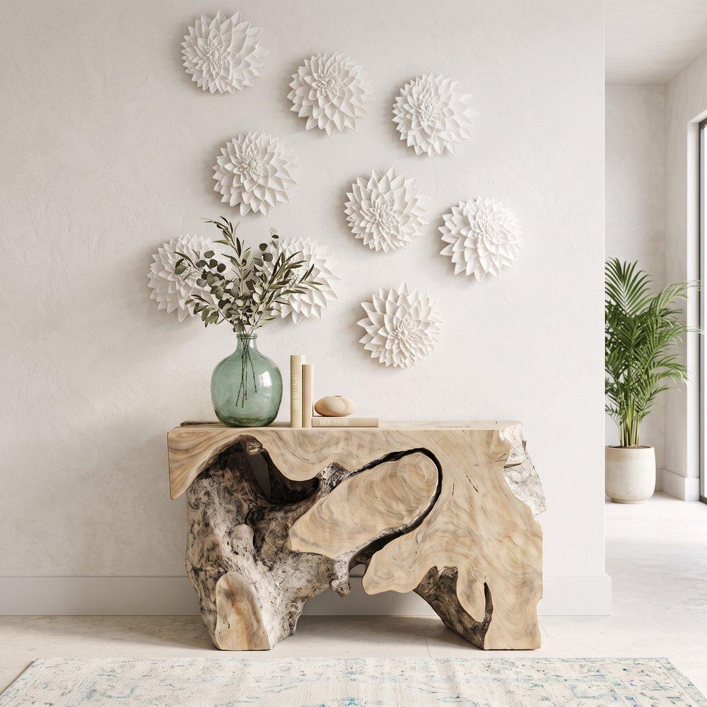 Dahlia Flower Wall Art, Gel Coat White