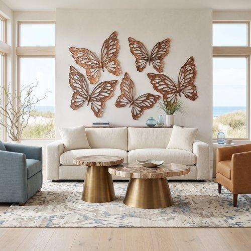 Butterfly Wall Art, LG, Copper/Black, Metal
