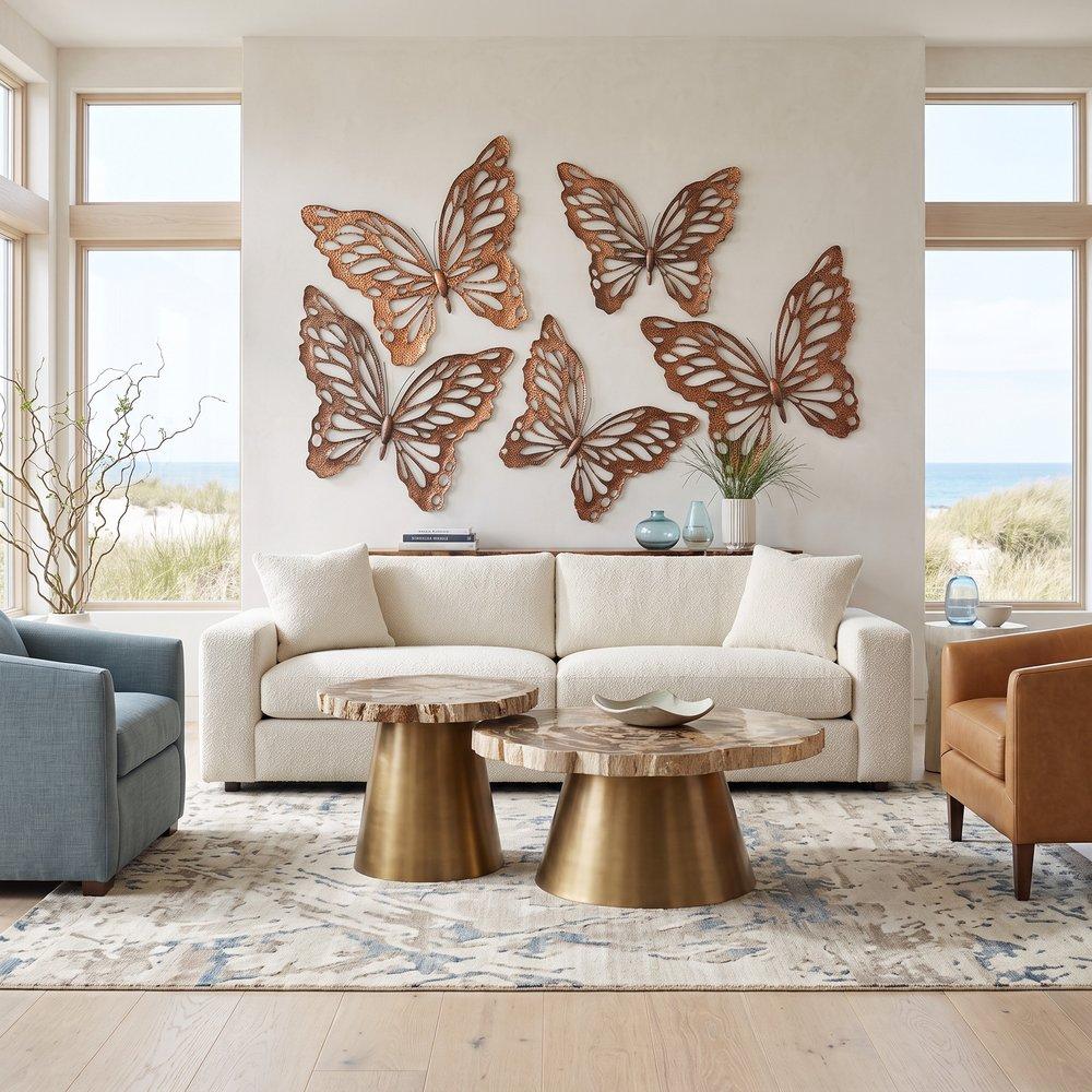 Butterfly Wall Art, LG, Copper/Black, Metal