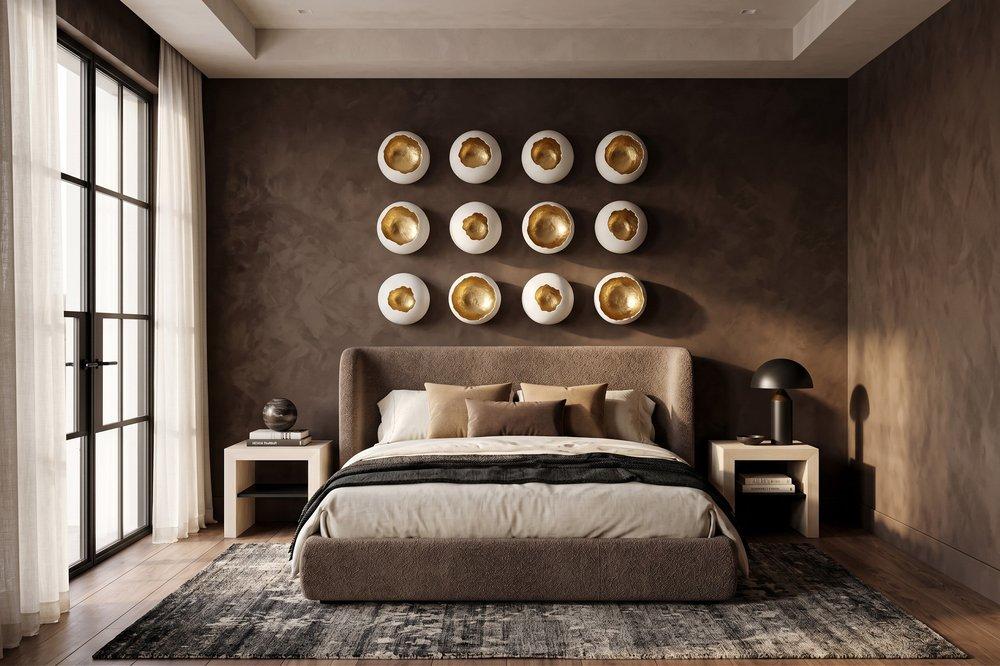 Broken Egg Wall Art, White and Gold Leaf, Set of 4