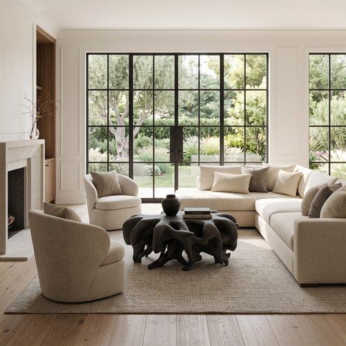 Cast Coffee Table, Round, Charcoal Stone