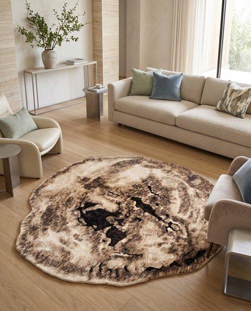 Slice Area Rug, Brown, 6x6'